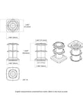 Technical drawing of Double Star Threaded Caster Inserts in Heat Treated Steel for 1-1/2 Inch Square Tubes 16-18 Gauge