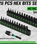 26 Piece Hex Head Allen Wrench Drill Bit Set With One Quarter Inch Hex Shank Quick Change Bit Holder, Includes Metric From 1.5mm To 8mm And SAE From Five Sixty Fourth Inch To Five Sixteenth Inch, Made From Durable S2 Steel For Heavy Duty Projects