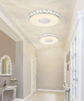 14 Inch Modern Ceiling Light Flush Mount With Crystal K9 Glass LED Dimmable Chandelier in a hallway setting