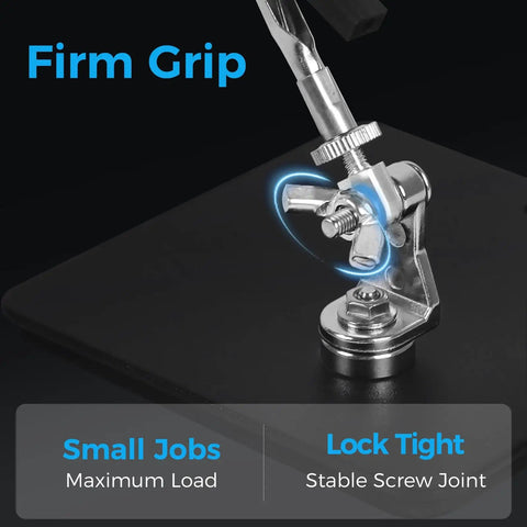 Close-up of a lockable joint on Helping Hands Soldering Station With Rock Solid 3.9 Inch Base Four Flexible Magnetic Arms And Adjustable Stand