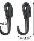 Ten Pack Elastic Cord Hooks Double Sided Plastic Rope Clips 60x30x12mm, black, durable, UV protected, wear resistant