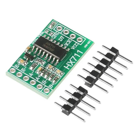 6 Piece HX711 Load Cell Amplifier Module Kit For Weight Sensing And Force Measurement Plug And Play Dual Differential Inputs With On Chip Low Noise PGA Gain 32 64 128 Easy Serial Interface Selectable 10SPS Or 80SPS Data Rate Compact 25x16mm ADC Sensor green PCB with pin headers