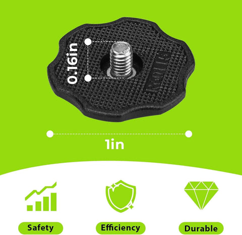 Close-up of a black thumb screw from SpeedFlex Compatible Football Helmet Chin Strap Stabilizer Kit.
