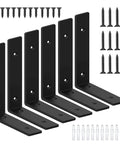 Heavy Duty 8 Inch Shelf Bracket For DIY Floating Shelves One Fifth Inch Thick Steel L Type Supports Max Load 150 Lbs Per Pair Six Pack