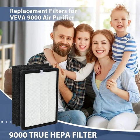 ProHEPA 9000 Replacement Filters For VEVA ProHEPA 9000 Air Cleaner with family in living room