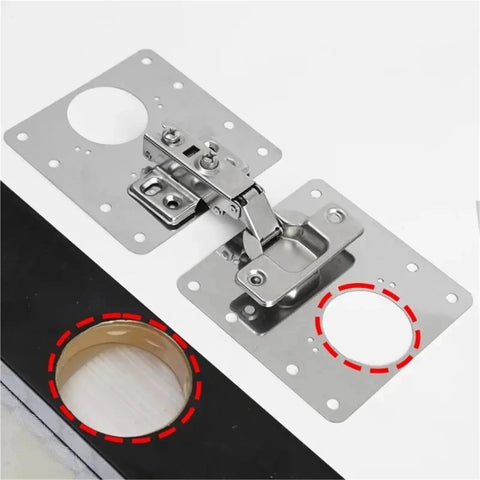 Soft Close Cabinet Door Hinge Repair Kit With Hydraulic Dampers on perforated flat mounting brackets display