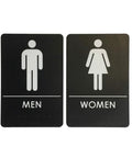 ADA Compliant Restroom Door Signs For Offices, Businesses, And Restaurants, Mens And Womens Bathroom Signs In Black, Durable Plastic