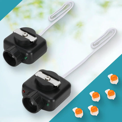 Two Beam Garage Door Opener Safety Sensor Eyes Kit Replacement For LSO50 LDO33 LDO50 shown with components on blue background