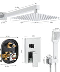 All In One Shower System With 10 Inch Chrome Rain Shower Head Square Wall Mounted Rainfall Set Includes Valve And Trim Kit Complete Faucet And Shower Combo For Modern Bathrooms