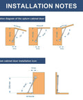 Installation diagrams for Heavy Duty 40N 9lbs Gas Springs for Smooth Soft Close Action on cabinets and toy boxes.