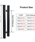 Stainless Steel Square Door Handle Set With Durable Finish And 60cm/23.6in Options, size guide with hole distance chart