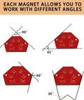 Magnetic welding holder set, 6-piece, red steel fixed-angle soldering positioners for welding (Amazon)