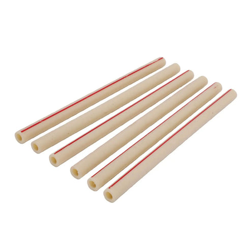 Six Pack Transfer Hoses For Soft Serve Ice Cream Machines, Pro Grade Food Safe Rubber Replacement Parts, HC138836 Compatible, Durable, Easy Maintenance For Cafes, Shops, And Ice Cream Stands, six beige rubber hoses with red stripe