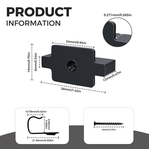 Built Solid Backyard Essential 600 Preloaded Stainless Steel Hidden Deck Fasteners Bulk Kit image showing dimensions and design details.