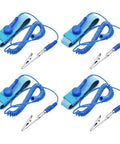 Four adjustable anti static wrist straps with grounding wire and alligator clip for working on sensitive electronics