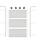 Rolling Steel Utility Cart On Wheels With Three Shelves For Laundry Room Mudroom Garage And Bathroom Organization Holds Detergents Hand Soap Laundry Pods And Cleaning Supplies In Light Gray, disassembled view