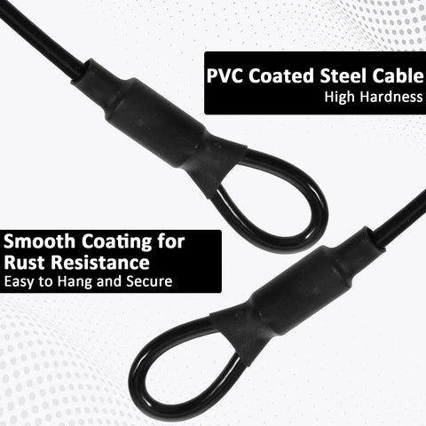 Heavy Duty Stainless Steel Wire Rope With PVC Coated Loop Ends, showing smooth rust-resistant coating and loop ends for security.