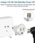 Three Prong To Two Prong Grounding Outlet Converter Two Pack Portable Fireproof 200C Wall Plug Adapter shown with plug and screw