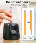 Portable Battery Powered Electric Pencil Sharpener 6 To 8mm For School And Home Use On The Go Black With Three Blades Two Spare Blades Included AA Battery Operated No USB Charging Required, hand sharpening pencil
