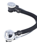 Aramox Bathtub Overflow Drainer Plastic Overflow Drain Pipe 65cm Concealed with chrome drain cover and flexible hose design.
