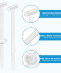 Shop Ready Pro Grade Nylon Cable Tie Buckle Kit with T-shaped head, double-sided tooth design, and circular buckle ring.