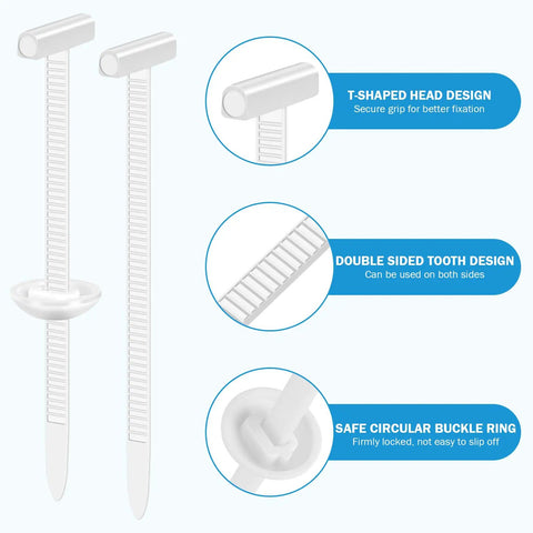Shop Ready Pro Grade Nylon Cable Tie Buckle Kit with T-shaped head, double-sided tooth design, and circular buckle ring.