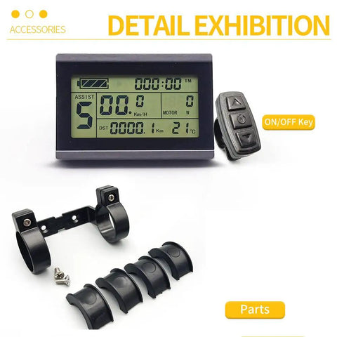 KT LCD3 Electric Bike Display Meter With Waterproof Plug For KT Controller 36V 48V 72V, showing screen and parts