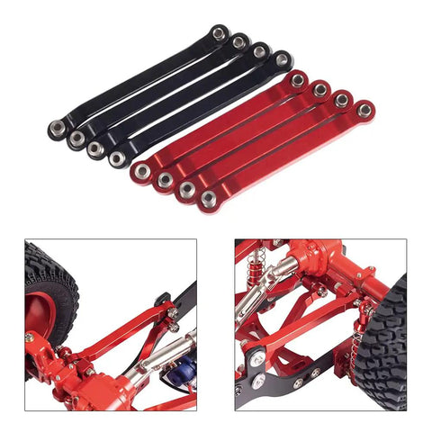 Heavy Duty Metal Chassis Pull Rods Suspension Link Mount Upgrade Kit For 1/16 WPL C14 C24 And 1/12 MN Series RC Cars Black, Red