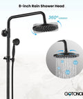 Exposed Shower Faucet Set With 8-Inch Rainfall Head, Handheld Shower, Wall Mount Cross Handle, Oil Rubbed Bronze Finish