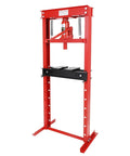 Heavy Duty 12 Ton H Frame Hydraulic Shop Press With Adjustable Work Table And Solid Steel Plates For Metal Bending tasks.