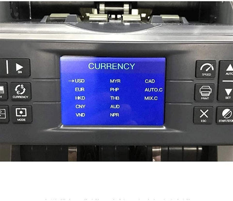 Display panel of Robust Money Counter Machine With Smooth Antifake Scanner For Fast Mixed Bill Sorting and No Sweat Silent Operation.