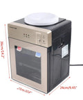 Hot And Cold Tabletop Water Cooler Dispenser For 5 Gallon Bottles, One Button Operation, Food Grade Liner, 14.17in Height