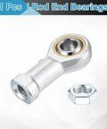 3/8 Inch Rod End Bearing With Jam Nut, Left Hand Female Thread 3/8-24 UNF, 1045 Steel, High Misalignment Up To 13 Degrees, Ideal For Agriculture Machinery CNC Equipment