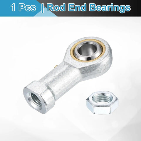 3/8 Inch Rod End Bearing With Jam Nut, Left Hand Female Thread 3/8-24 UNF, 1045 Steel, High Misalignment Up To 13 Degrees, Ideal For Agriculture Machinery CNC Equipment