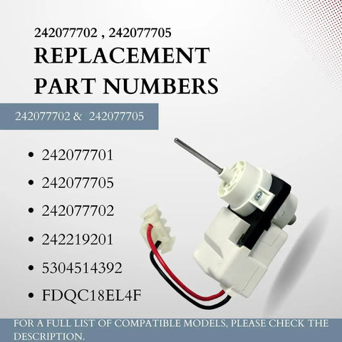 Evaporator Fan Motor Replacement For Frigidaire And Kenmore Refrigerators Compatible With 242077702, 242077705