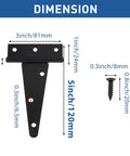 Dimensions of Heavy Duty T Strap Gate Hinge Set for Barn Doors and Garden Gates Black Wrought Iron Rustproof Hinge