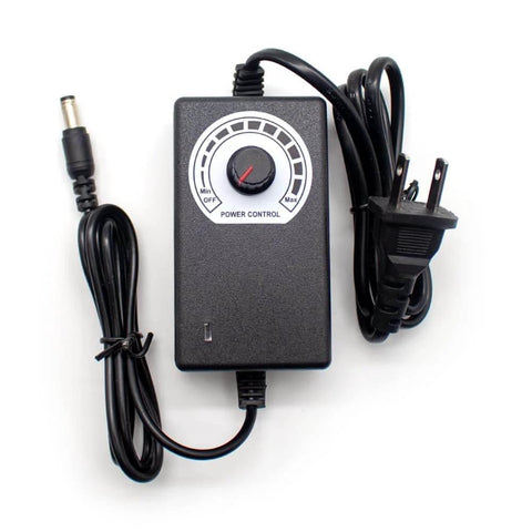Power control box with dial and attached cables for adjusting Beefy Mini Telescopic Linear Actuator With 60mm Aluminum Plate and 39mm Stroke.