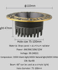 Pack Of 12 Adjustable Round Eyeball Spotlights Slick Brass Recessed Downlights 4.3 Inch Ceiling Can Lights, brass panel design.