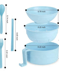 Two Pack Microwave Ramen Bowl Set With Chopsticks And Spoon, 32 Ounce Ramen Cooker, dimensions shown, blue color