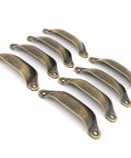 Vintage Seashell Shaped Cup Pulls Set In Antique Bronze Finish For Cabinets And Drawers, 8 Pack Iron Hardware displayed on white background