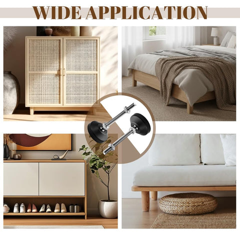Heavy Duty Adjustable Furniture Levelers With Swivel M8 Thread Feet, Ultra Tough Nylon Base Pads in various furniture applications.