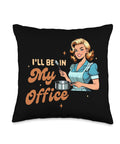 Cooking Lover Throw Pillow For The Chef In You Funny Mom Life Kitchen Decor For The Housewife Who Loves To Cook And Juggle Chores With Ill Be In My Office Quote.