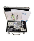 Open carrying case with Push Pull Position Force Meter Tension Tester 5N To 100N KGF LBF N Newton For Compression Real Time Tracking With Two Peak Modes Flip LCD Display And Wide Range Metrics, cables and manual
