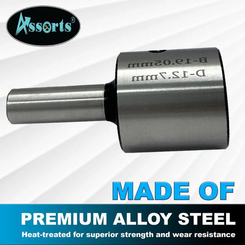 Half Inch Shank Tool Steel Holder With Lock Screw For 19 mm Rota Broaches, Hard And Ground, Overall Length 75 Mm, For Drill Press Lathe Milling And Magnetic Drilling Machines