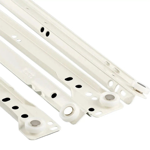 Full Extension Drawer Slides 12 Inch for Cabinets and Dressers, smooth quiet operation, shown in close-up with tool-free latches