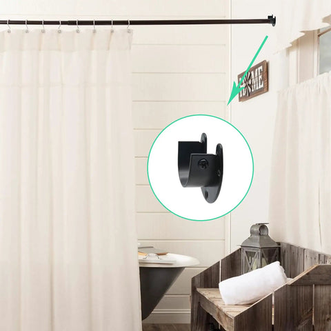 Black Closet Rod End Brackets For 1 Inch Rods Two Pack With U Shaped Socket Easy Install Includes Mounting Screws And Wall Anchors Adjustable Screws, black shower curtain rod holder in bathroom