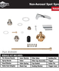 Spot Spray Non Aerosol Sprayer Refillable And Propellant Free Rebuild Kit components displayed for maintenance and repair.