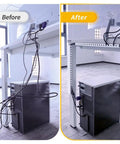 Before and after using Open Slot Cable Management Kit for Under Desk Setup 139 Inch Cable Raceway With Upgraded Snap Structure Cord Organizer