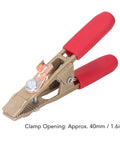 Heavy Duty Earth Ground Wire Clamp 40mm Opening For Robust Electric Welding Jobs Featuring High Current Rating Up To 260A With Durable Brass Build And Super Comfortable Sheath Handle Perfect Shipyards Steel Structures, showcasing clamp opening and design.