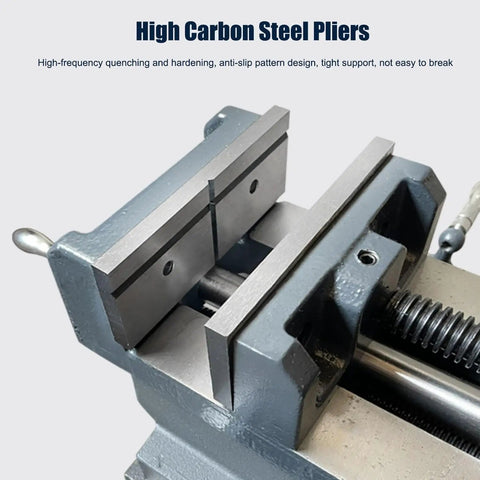 Heavy Duty Cross Slide Vise For Drill Press And CNC Milling Features A Hardcore Cast Iron Frame With Killer Grip And Slick Two Stage X Y Slide Action Ideal For Workbench Builds details showing the durable jaws and anti-slip design.